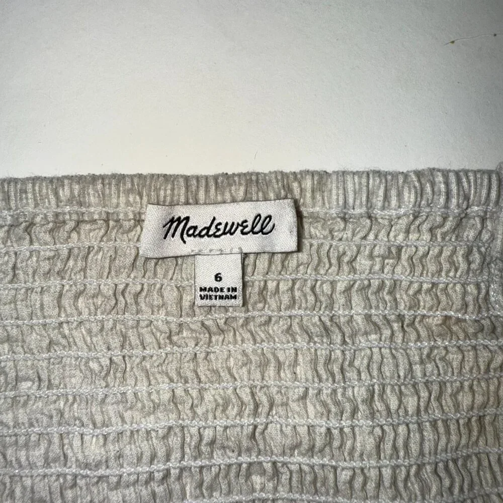 Madewell Corduroy Sweetheart Smocked-Back Top Women's‎ Size 6